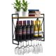 thumbnail image 1 of Sorbus Portavinos Industrial de Pared de 2 Niveles, Color Negro, 1 of 7