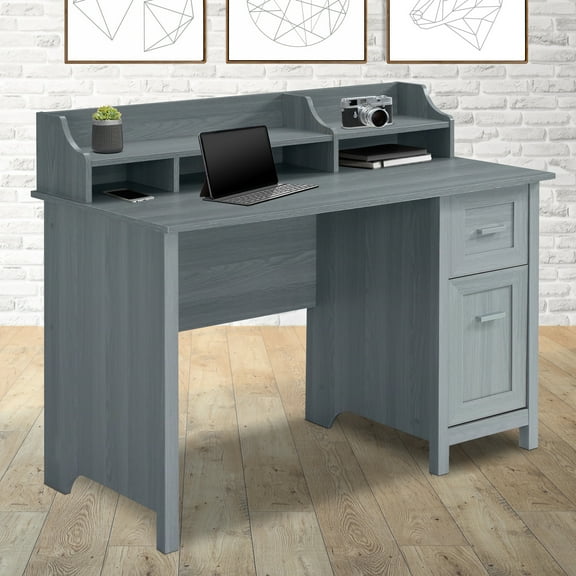 Classic Office Desk with Storage, Grey