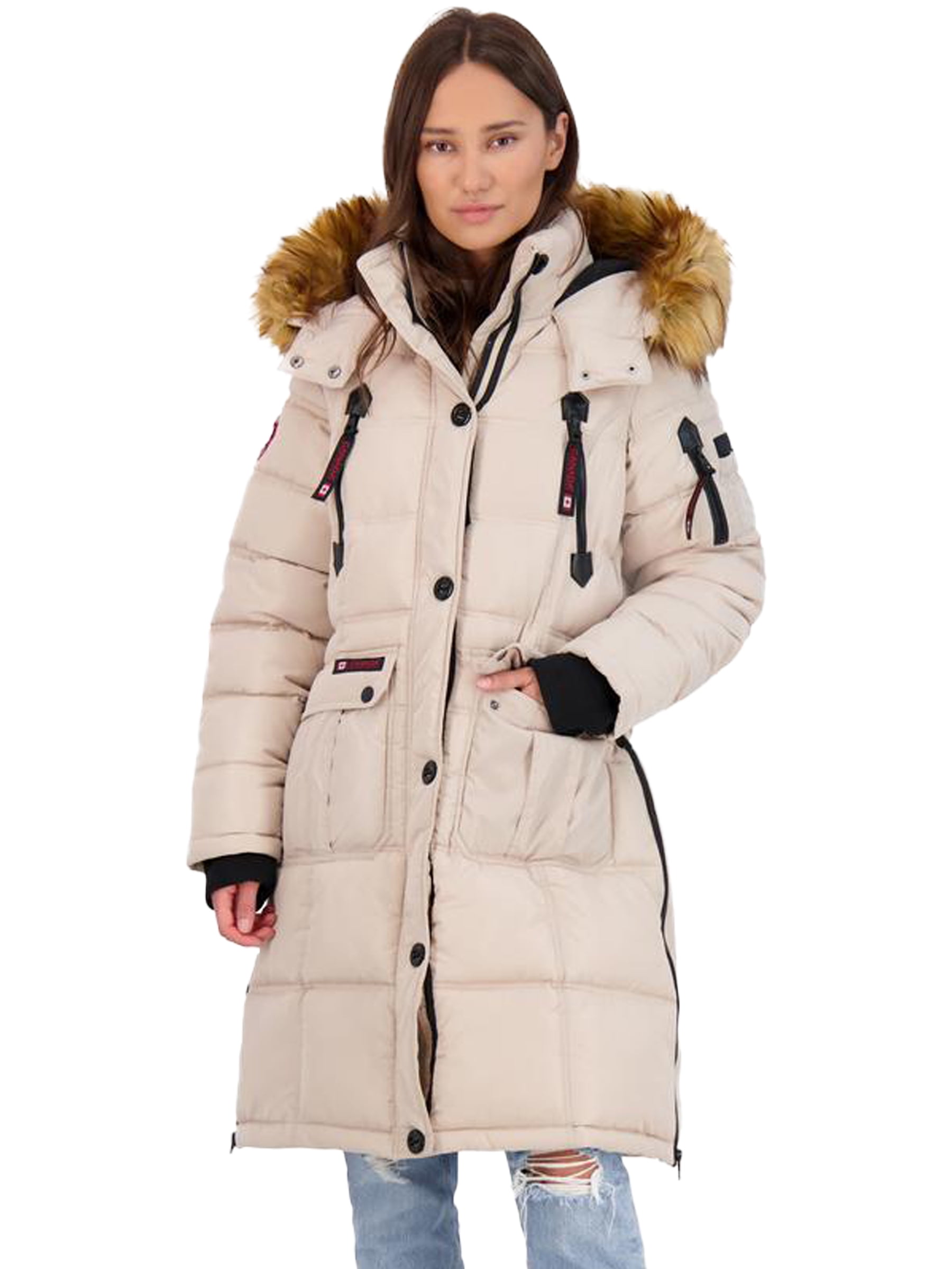 Canada Weather Gear Women's Faux Fur Insulated Long Puffer Coat Beige Size - Walmart.com