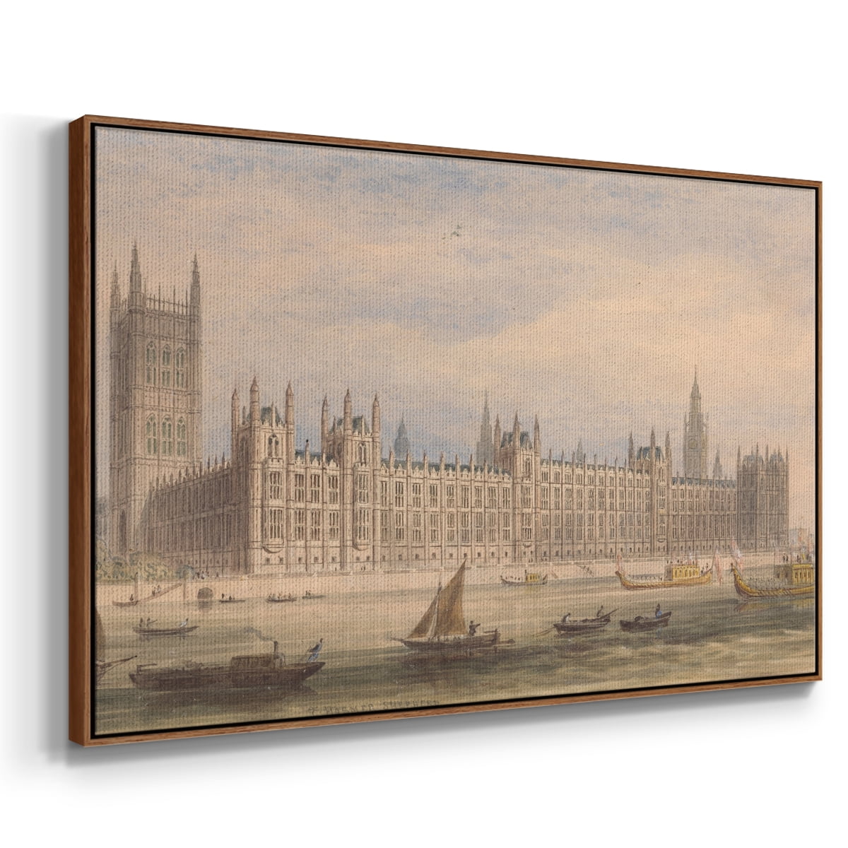 Vintage Landscape-CCCXCIII By Wexford Home Framed in Walnut Wood Gallery Wrapped Canvas 17 in. x 25 in.