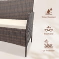 thumbnail image 5 of 4-Piece Patio Furniture Set, Wicker Rattan Outdoor Conversation Set with Loveseat, 2 Chairs & Glass Coffee Table, Cushioned Seating for Backyard, Balcony, Porch, 5 of 8