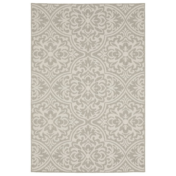 Oriental Weavers Portofino Area Rug 1831H Outdoor Grey Angled Rows 3' 3" x 5' Rectangle