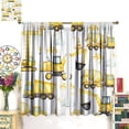 thumbnail image 3 of Boys Construction Curtains, Watercolor Yellow Cartoon Tractor Truck Excavator Bulldozer Print Blackout Window Treatments for Kids Child Bedroom Nursery, 84x84in, 3 of 6