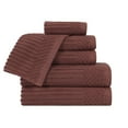 thumbnail image 2 of Superior Soho Ribbed Cotton 6-Piece Assorted Towel Set, Java, 2 of 9