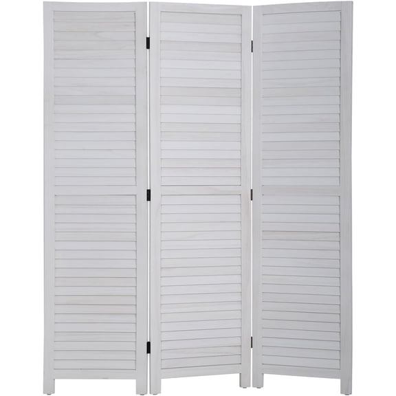 3 Panels Room Divider 5.75 Ft Rustic Wood Privacy Screens Folding Portable Partition Screen Freestanding Wall Home Furniture for Bedroom White