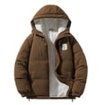 thumbnail image 2 of Fiudx Chaqueta de Invierno, Abrigo de Algodón Suave Piel de Cordero, Elegante Chaqueta con Capucha para Hombre, Diseño Clásico de Color Liso, para Deportes Al Aire Libre, Ropa Informal para Hombre, L, 2 of 5