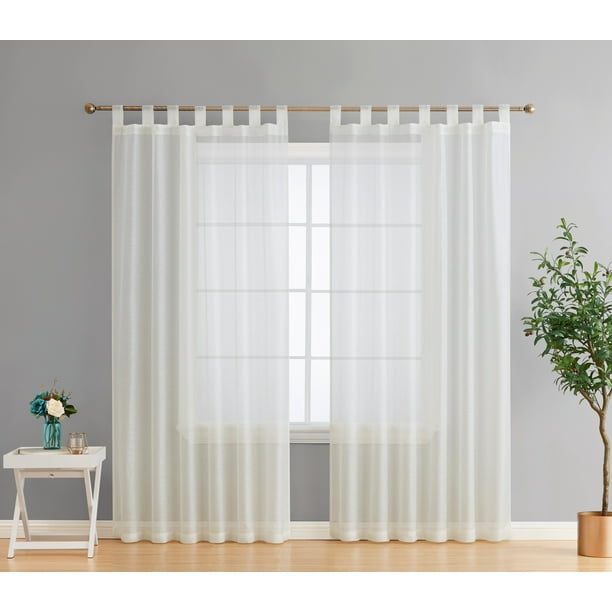 Hlc Me Olivia Semi Sheer Light Filtering Transpa Tab Top Lightweight Short Window Curtains Drapery Panels For Bedroom Dining Room Living 2 54 X 72 Inch Ivory Short Window Curtains Drapery Panels