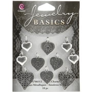 Jewelry Basics Metal Charms-Silver Hearts 10/Pkg
