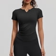 thumbnail image 5 of ClodeEU Women's V Neck Short Sleeve Yoga Top with Pleated ,Stretchy Slim Fit Athletic Tee Black,Women's Plus L, 5 of 5