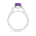 thumbnail image 2 of ANGARA Natural Classic Cushion 1.35 ct Amethyst Ring with Diamond Halo in 14K White Gold for Women (Size-7mm) | February Birthstone, Anniversary, Jewelry Gift for Women | Natural Amethyst Ring, 2 of 8
