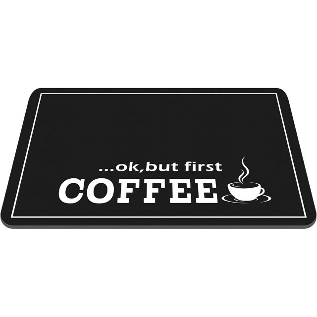 Classic Pattern Coffee Bar Mat 24x16 Inch Coffee Mat for Countertop Coffee Placemats Hide Stain Rubber Backed Absorbent Dish Drying Mat Essential Coffee Bar Accessory