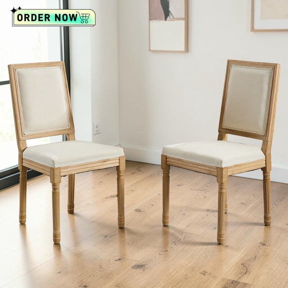 Tcbosik 2 Pack Upholstered Dining Chairs, Modern Kitchen Armless Chair with Wood Frame for Living Room, Easy Assembly, Beige