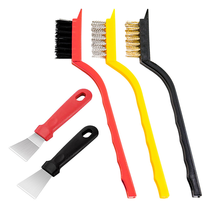 Daupanzees 5 Pack Small Wire Brush Set,Heavy Duty Metal Scraper and