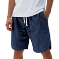 thumbnail image 2 of Favoffer Men's Five Quarter Shorts Solid Color Drawstring Elastic Waist Loose Casual Mid Thigh Short Pants Summer Daily Outdoor Workout Bottom, 2 of 8
