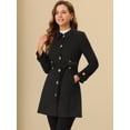 thumbnail image 2 of Abrigo de gamuza sintética Allegra K para mujer Gabardina con cinturón y botones invierno Negro XS, 2 of 5