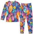 thumbnail image 2 of FORMRS Long Sleeve Top and Pants Pajama Set for Niños 2-Piece Sleepwear, Sizes 18M-8Y, Colorful Leaves, 2 of 6