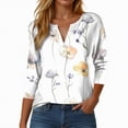 thumbnail image 2 of Towmus 3/4 Length Sleeve Womens Tops Plus Size Blouses Regular Fit T-Shirts Floral Print Tops V Neck Blouses Casual T Shirts Button Up Button Down Pullover Summer Tees, 2 of 5