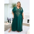thumbnail image 2 of Moroccan Embroidered Kaftan Abaya Dresses for Women Batwing Sleeve Caftan Loungewear Maxi Beach Tunic Plus Size Africa Robe Casual Summer Outfis, 2 of 9