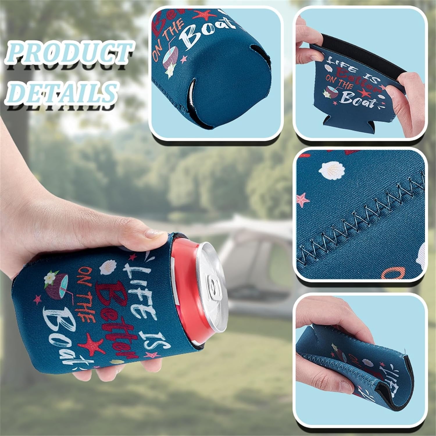 Cruise Beer Can Cooler 16 Pcs Neoprene Boating Gift Beer Sleeves for Can Sleeves for Men 12 oz Reusable Insulated Funny Drink Cans Cover