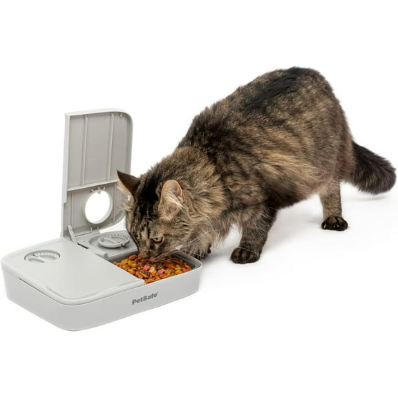 Analog 2 Meal Programmable Pet Feeder, Automatic Dog and Cat Feeder - Dry or Semi-Moist Pet Food Dispenser, Slow Feed Portion Control (3 Cup/16 Ounce Total Capacity), Tamper-Resistant Design