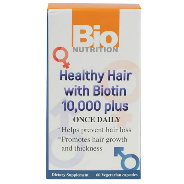 Bio Nutrition Healthy Hair with Biotin 10000 Plus 60 Vegetable Capsules -  
