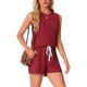thumbnail image 4 of INSPIRAR CHIC Conjuntos de Pijamas de Mujer de Tejido Waffle Sin Mangas con Cuello en V, Top de Tanque con Pantalones Cortos, Conjuntos de Lounge S Rojo, 4 of 6