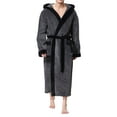 thumbnail image 1 of Kmbangi Men's Dressing Gown Robe Patchwork Hooded Long Sleeve Flannel Bathrobe for Hotel Spa Party Kimono Robe with Belt M-5XL, 1 of 8