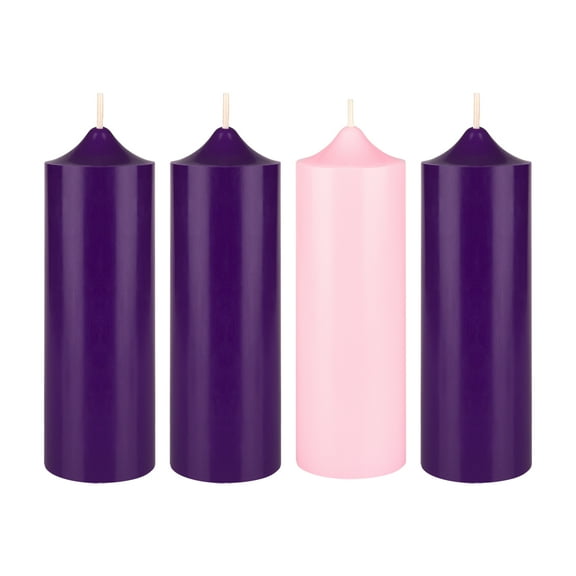 Mega Candles 4 pcs Unscented Advent Bell Top Pillar Candles, Hand Poured Wax Candles 2 Inch x 6 Inch, Holidays, Church, Decorations, Devotional, Celebration, Party & More