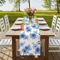 thumbnail image 4 of Blue Spring Floral Table Runner, Elegant Flowers Summer Botanical Washable Cotton Linen Table Runners 70 Inches Long, Dresser Scarf Runner for Dining/Kitchen/Coffee/TV Stands/Cabinets 13''x70'', 4 of 9