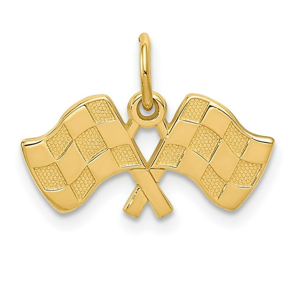 Finest Gold 10K Racing Flags Charm
