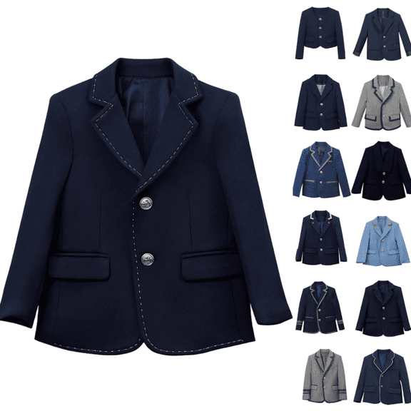 DJDLJWCJ Boys Blazer Jacket 1-14 Boy's Formal Open Front Suit Jacket Graduation Jacket for School Light Blue Size 7