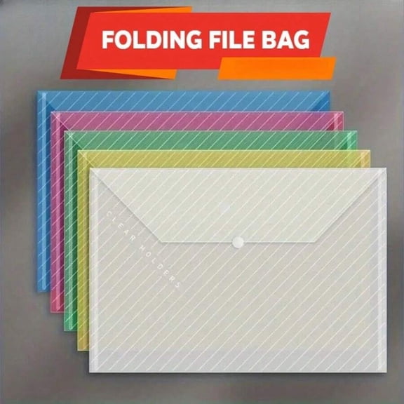 5-Piece Folding File Bags, Portable Storage For Important Documents, Used For Storing A4 Sized Paper, School And Office Materials
