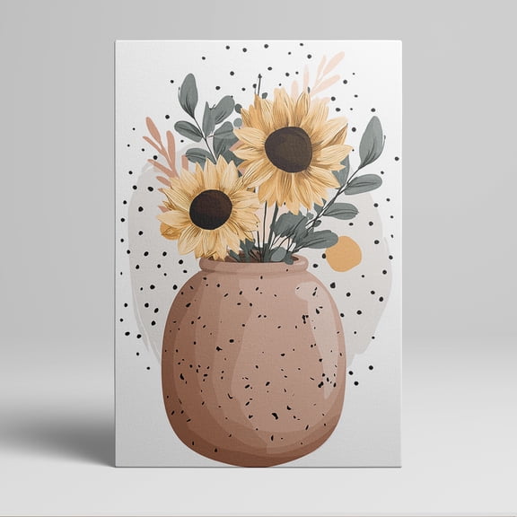 1pc Boho - style Sunflowers in a Terracotta Vase Canvas Wall Art, framed Decor room hanging Wall Picture Decor for Home Gifts, living room, bathroom, bedroom, kitchen wall art decor canvas wall art
