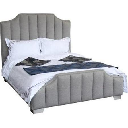 Camelot Queen Bed - 58.5 H x 87 W x 65 D Camelot Contemporary Queen Bed with Polished Stainless Steel & Gray Sheepwool