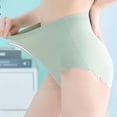 thumbnail image 5 of Xijirk Panties for Women,Plus Size Ice Silk Briefs High Waist Seamless Breathable Summer Thin for Lifting And Comfort,Womens Underwear,45-55KG,Green, 5 of 8