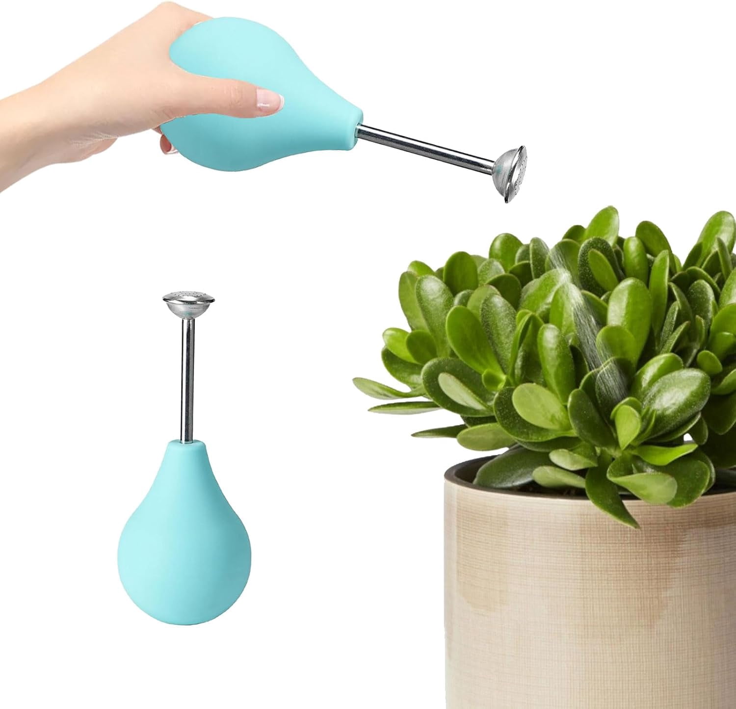 ABPETE Watering Can Balloon Sprayer, Indoor Plants Squeeze Bulb 8 oz,Silicone Indoor Plant Watering Can with Stainless Steel Spraying Mouth, Sensitive Plants and Cuttings, Watering Sprayer