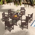 thumbnail image 4 of DYCANPO 66'' Outdoor Dining Table with Umbrella Hole, HDPS Rectangle Patio Table, Dark Brown, 4 of 7