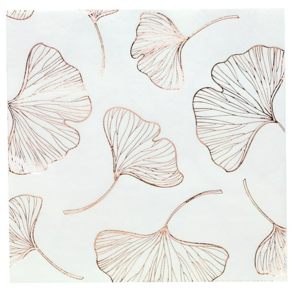 EcoQuality Gingko Rose Gold Lunch Napkin – Elegant, Durable, and Disposable, Dispenser Napkin Refill, Everyday Napkins, Perfect for Restaurants, Diners, Bodegas & Home (20)