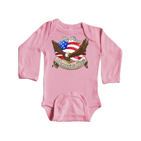 

Inktastic My First Memorial Day- Bald Eagle Gift Baby Boy or Baby Girl Long Sleeve Bodysuit