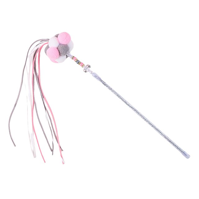 Fairy Cat Teaser Colorful Long Rod Beaded Pet Toy para gatos de interior Regalos divertidos , Rosa gris Sunnimix Varita mágica de gato