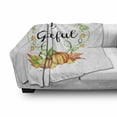 thumbnail image 2 of Saying Soft Flannel Fleece Throw Blanket, Be Grateful Cursive Typography Pumpkins Harvest Season Print, Cozy Plush for Indoor and Outdoor Use, 50" x 70", Apricot Mustard, by Ambesonne, 2 of 5