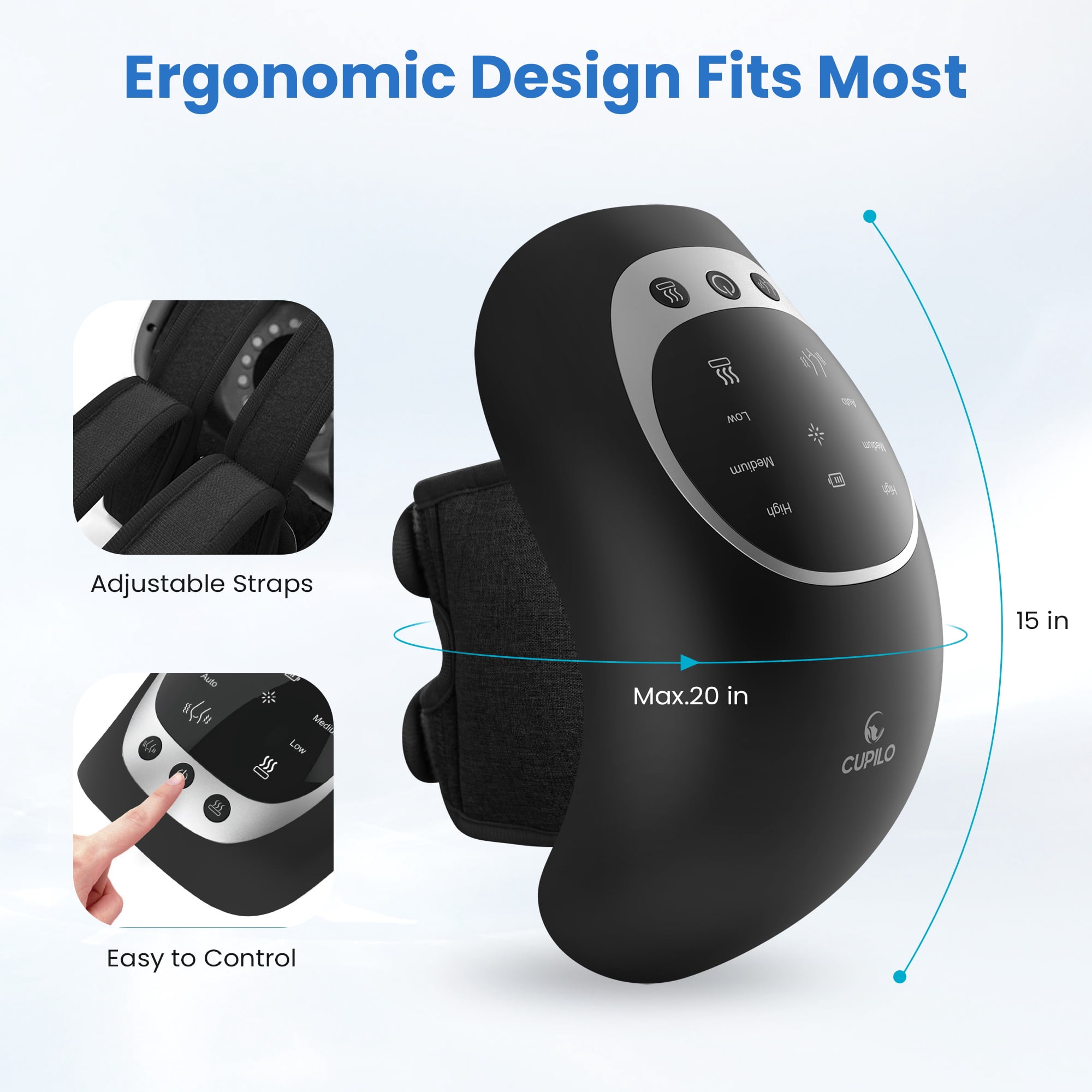 Cupilo Knee Massager with Heating, Vibrating Heated Knee Brace Wrap, Vibration Knee Heating Pad,3 Adjustable,Gifts for Men,Women