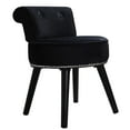 thumbnail image 3 of VEIKOUS Makeup Vanity Stool w/Low Back Round Velvet Padded & Wood Legs Vanity Chair Indoor, Black, 3 of 7