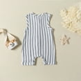 thumbnail image 2 of AJTQTH Sleeveless Rompers for Girls Boys Baby Unisex Cotton Comfy Jumpsuit Striped Button Closure Playsuit Summer Casual Comfy Crewneck Onesie for Home Sleep Clothes Dark Gray 12 Months, 2 of 7