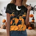 thumbnail image 2 of enyan Halloween Shirt for Women Boo Tshirt Pumpkin Print Tees Casual Vacation Short Sleeve Tops Halloween Womens Shirts Orange,S, 2 of 6