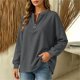 thumbnail image 4 of Neewe Women's Plain Long Sleeve Top Fall 1/4 Zipper Tops Loose Ladies Casual Fashionable Top Pullover, 4 of 7