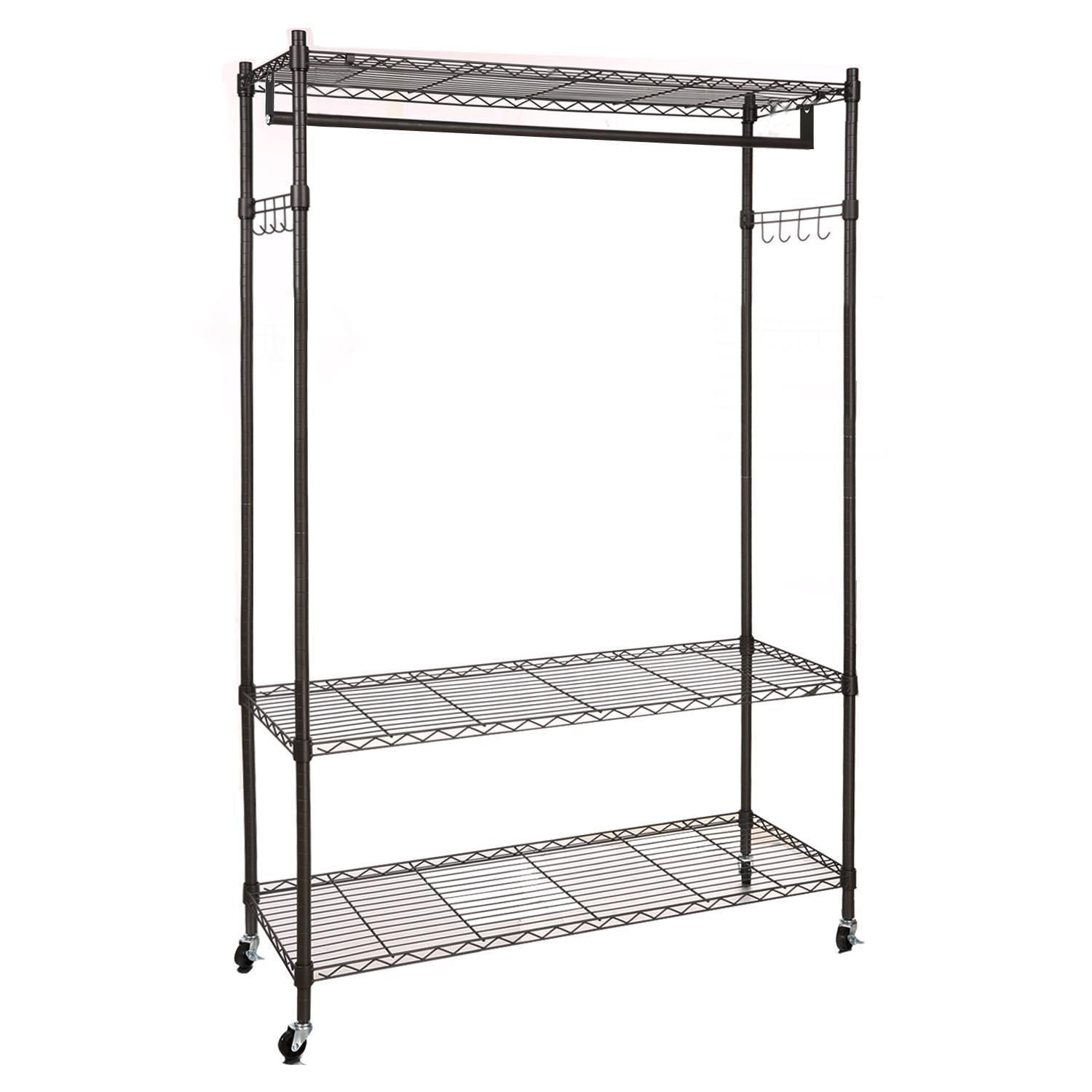Portable 3 Tier Wire Shelving Clothes Shelf Closet Organizer