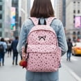 thumbnail image 6 of Yucurem Large Capacity Aesthetic Corduroy Bow Printed Backpacks, Lightweight Coquette Backpack with Bowknot for Travel Work Daily Use (Pink), 6 of 6