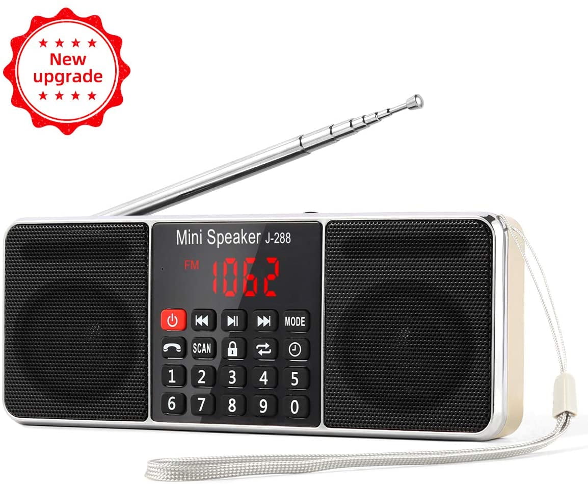 PRUNUS J288 AM/FM Radio Portable, HandsFree Bluetooth Radio Stereo Speaker with Sleep Timer