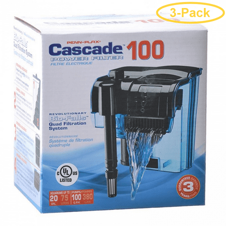 Cascade 100 Hang-on Power Aquarium Filter Up to 20 Gallons (100 GPH) - Pack of